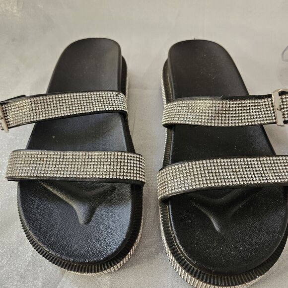 GLAM black Rhinestone Strap Platform Sandals Sz 7 - Picture 5 of 5